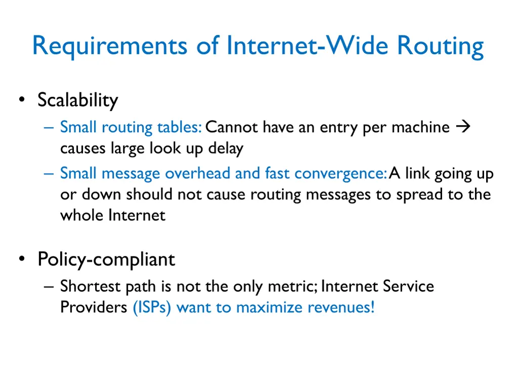 requirements of internet wide routing
