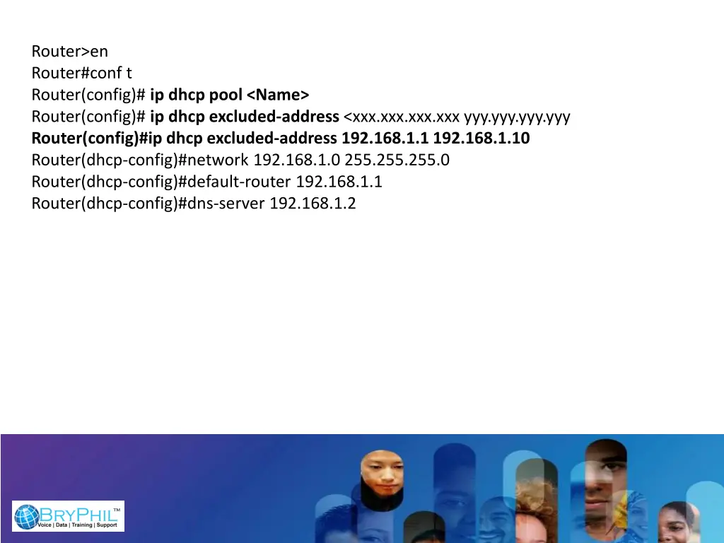 router en router conf t router config ip dhcp