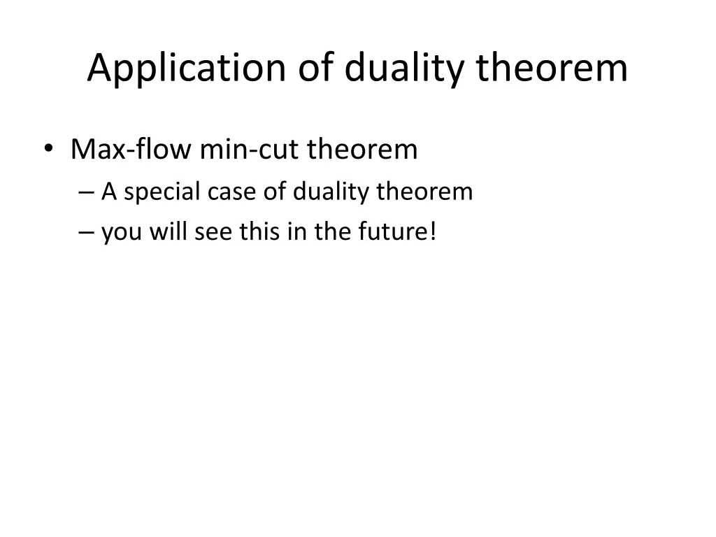 application of duality theorem