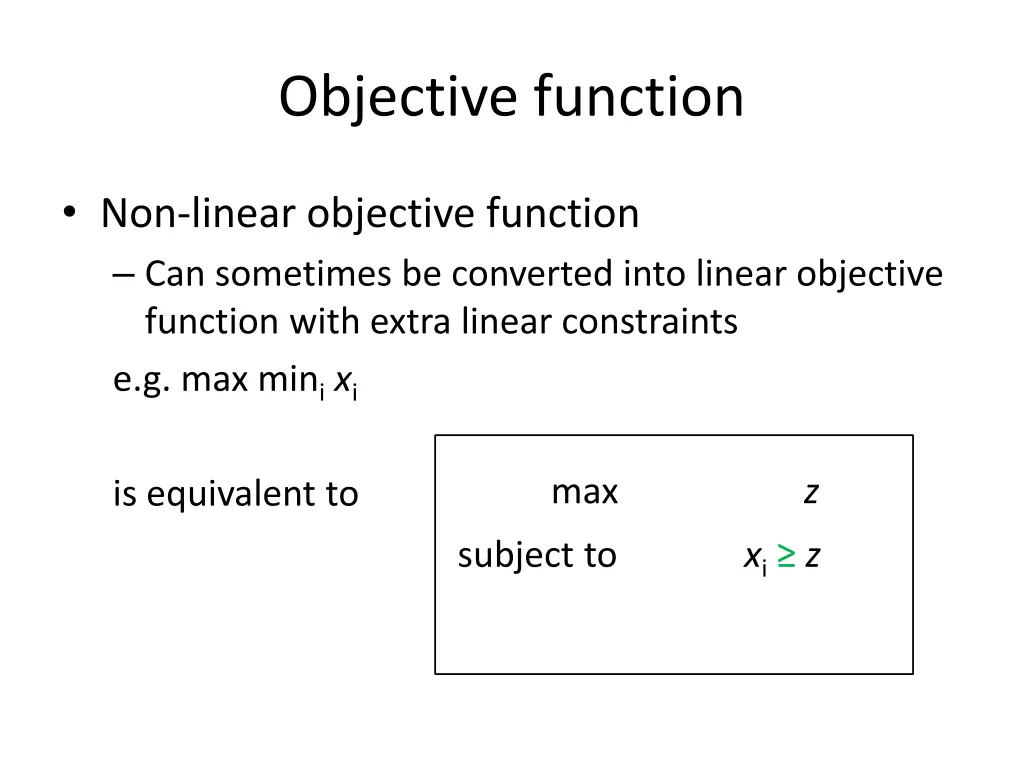 objective function