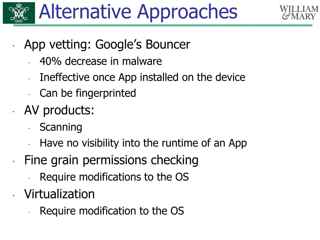 alternative approaches