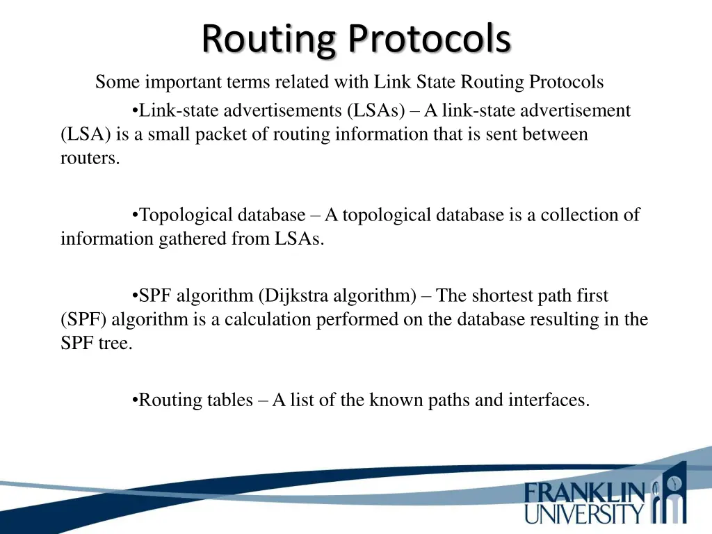 routing protocols some important terms related