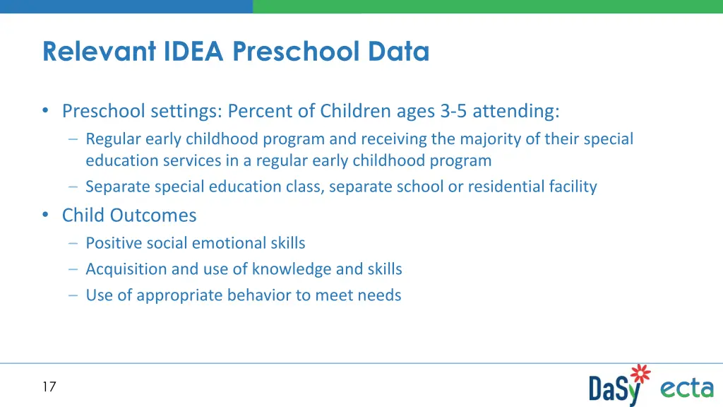 relevant idea preschool data