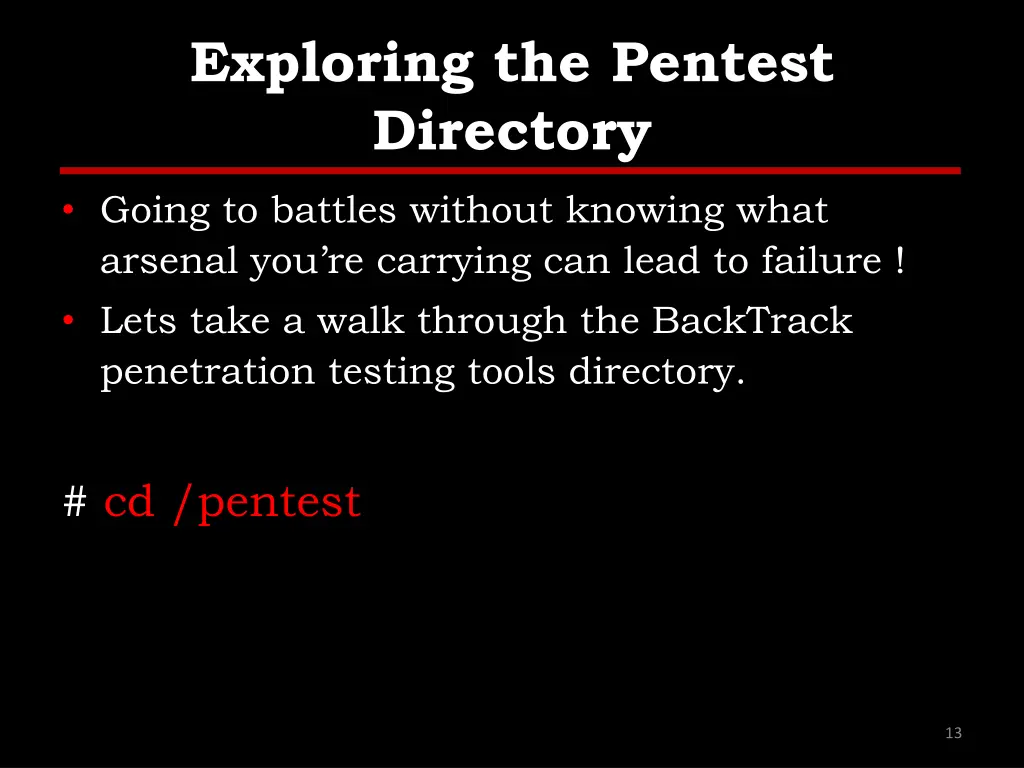 exploring the pentest directory