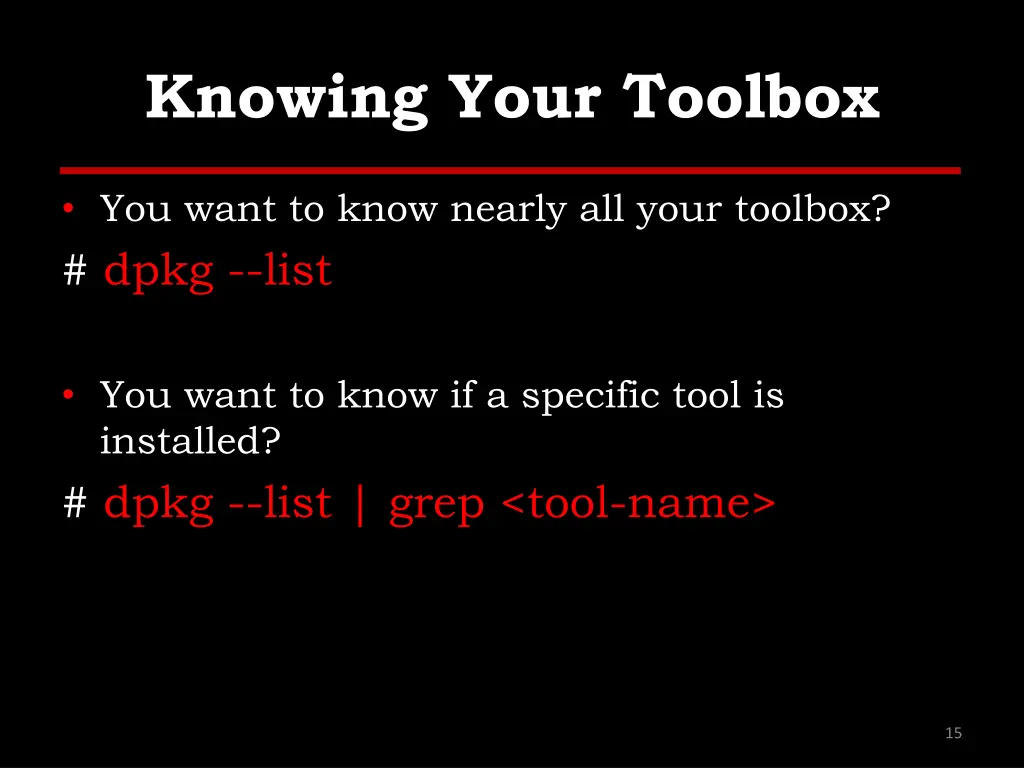 knowing your toolbox