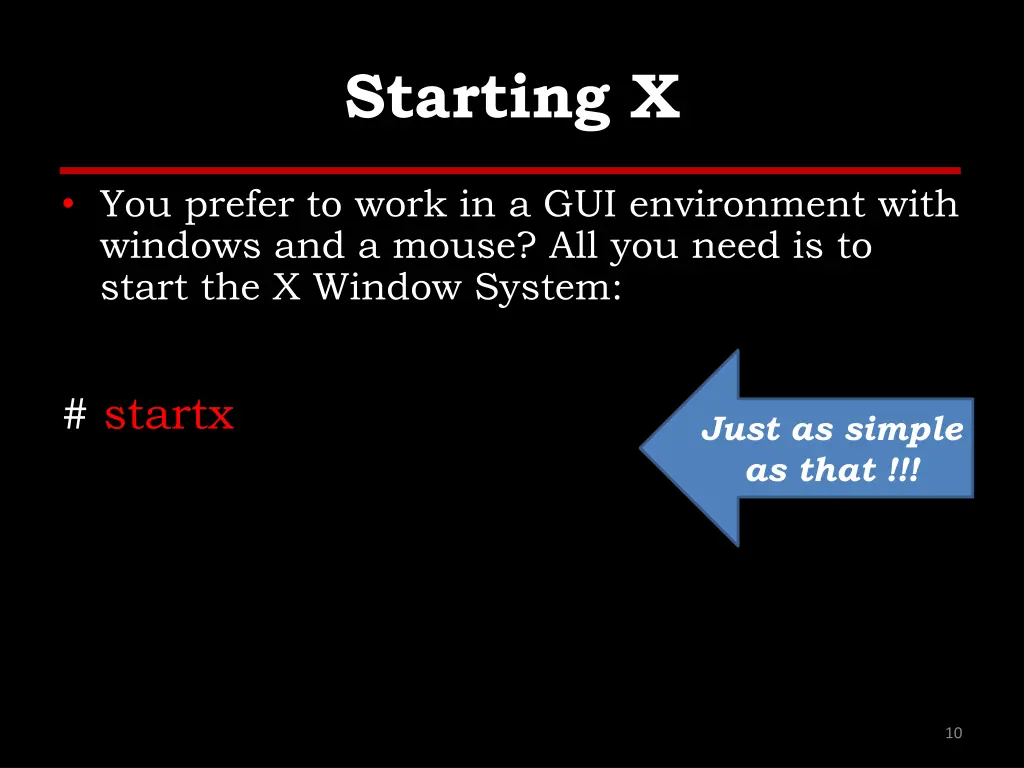 starting x