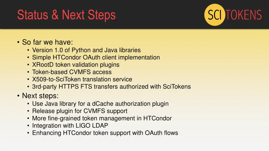 status next steps