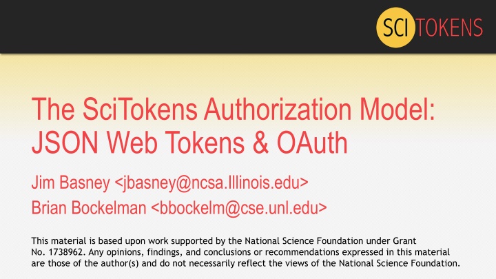 the scitokens authorization model json web tokens