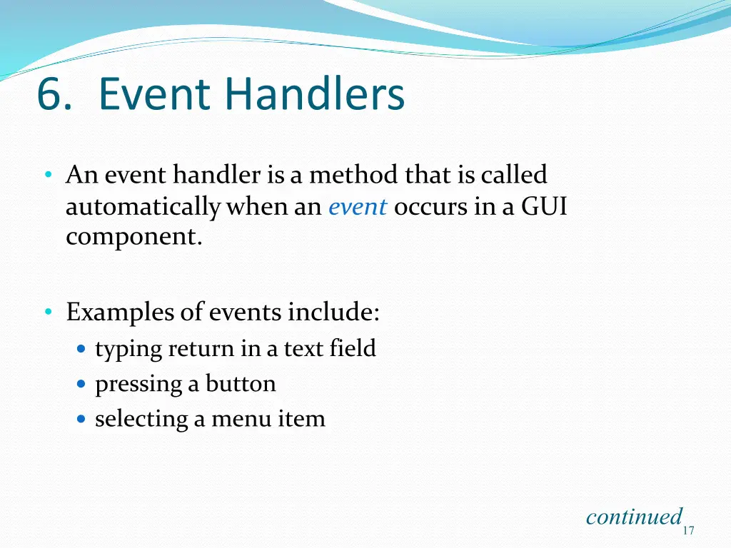 6 event handlers