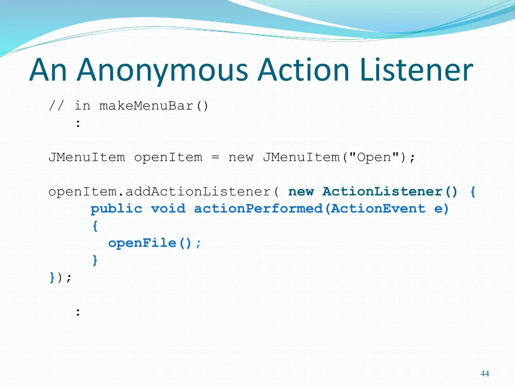 an anonymous action listener