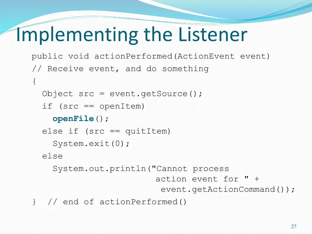 implementing the listener