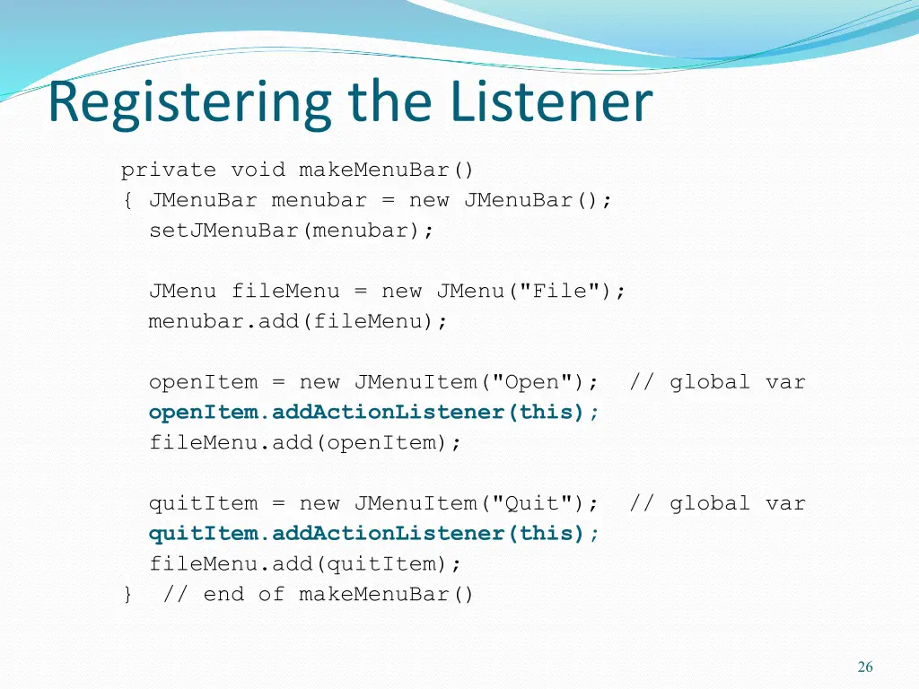 registering the listener