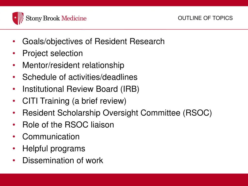 outline of topics