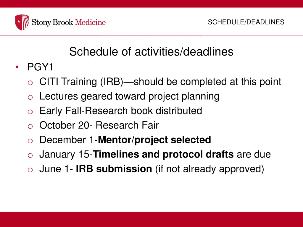schedule deadlines