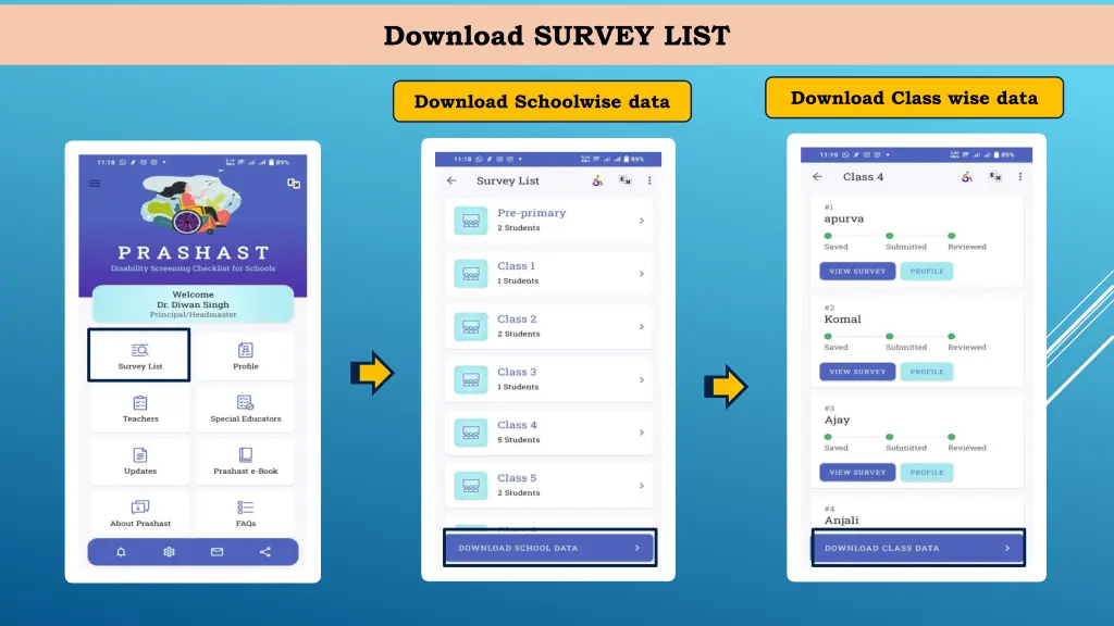 download survey list