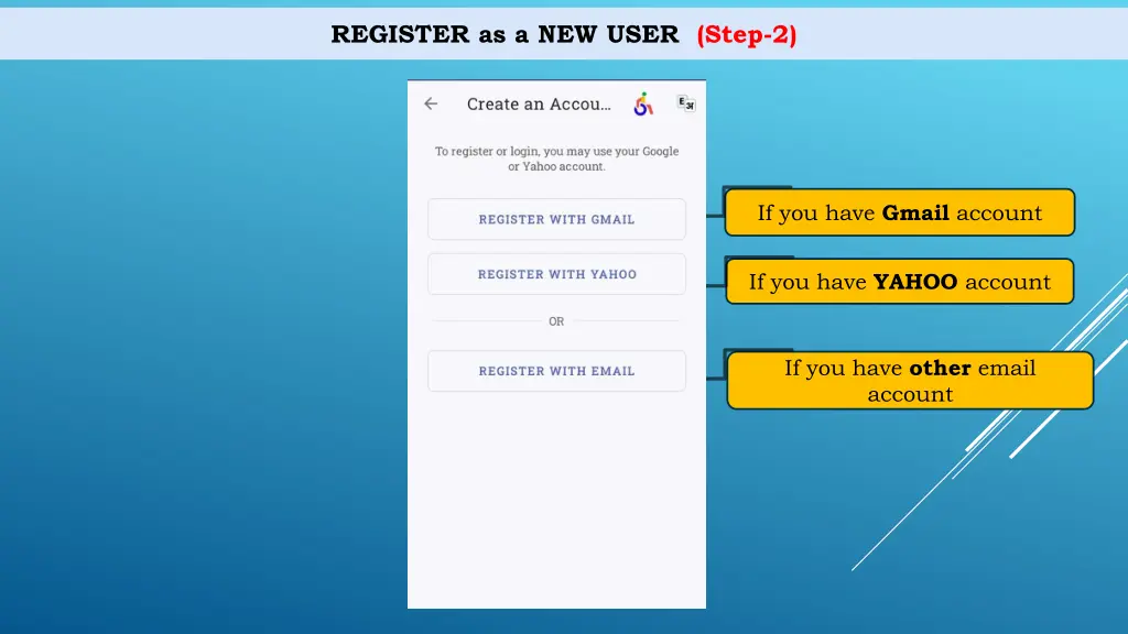 register as a new user step 2