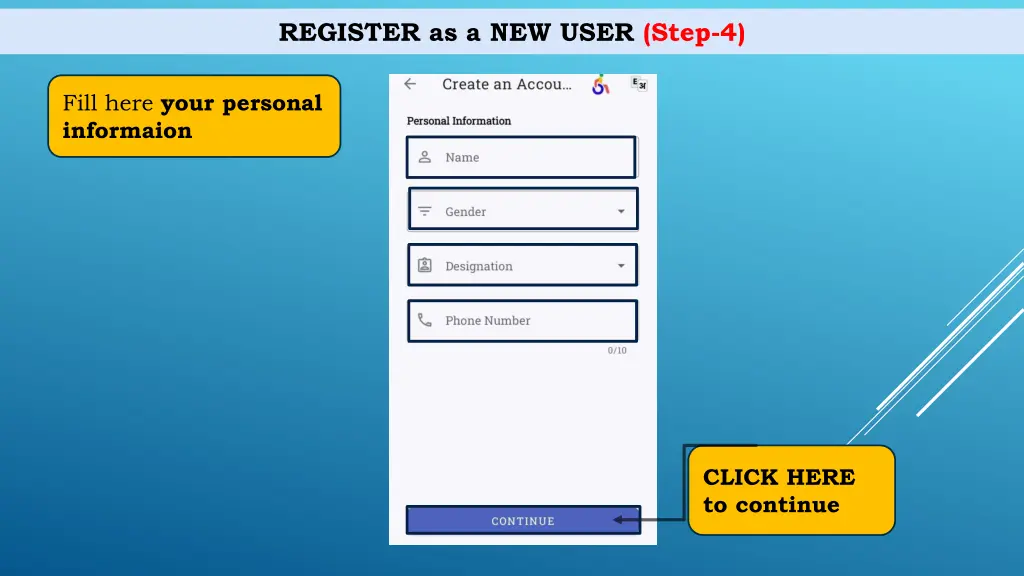 register as a new user step 4