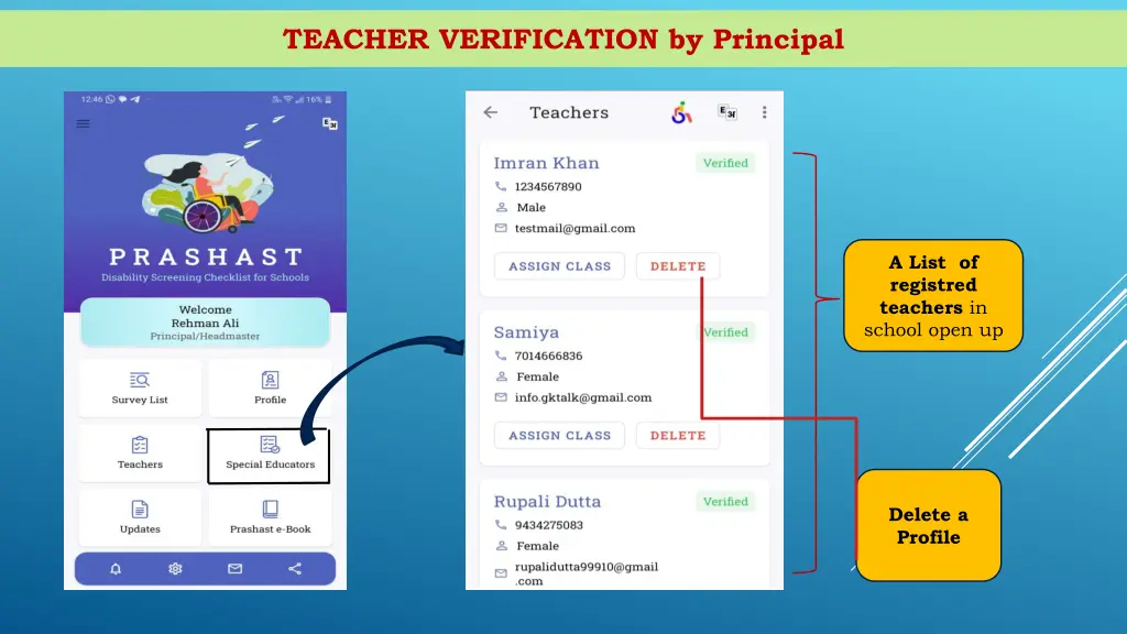 teacher verification by principal