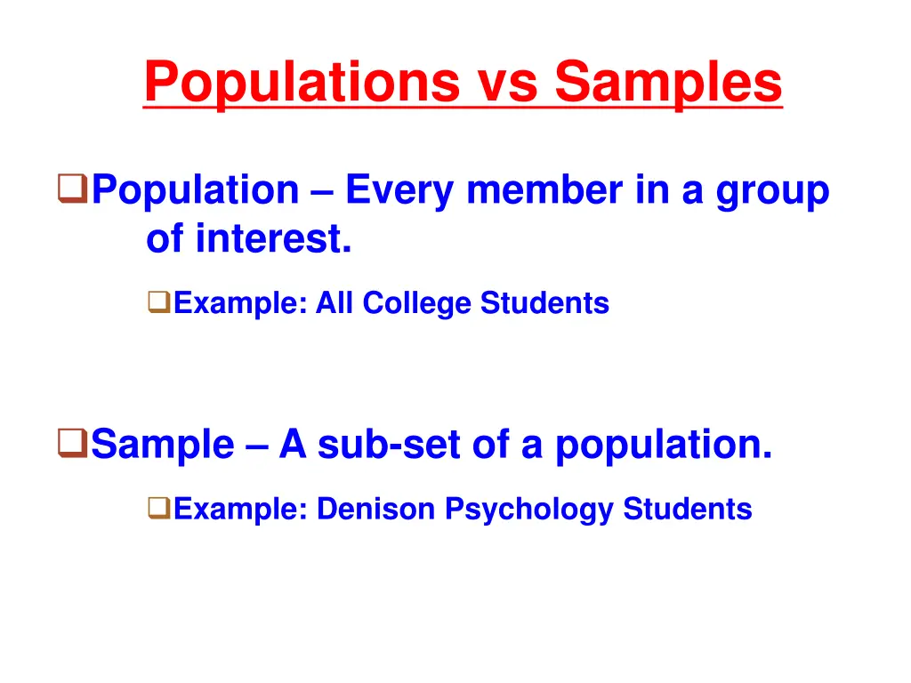 populations vs samples