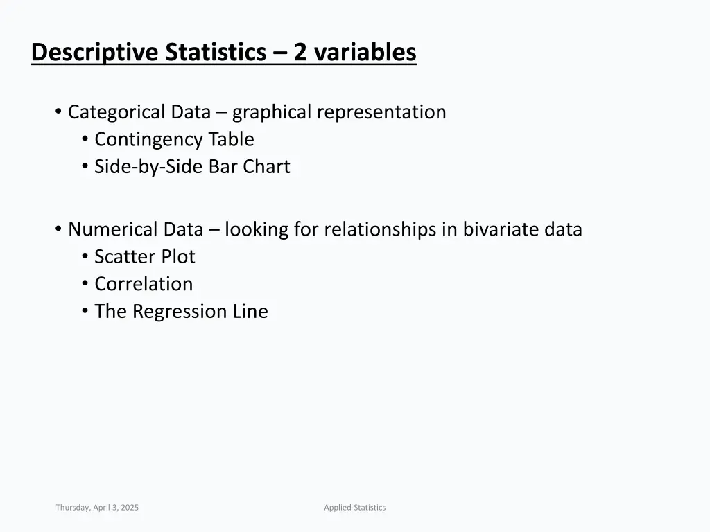descriptive statistics 2 variables