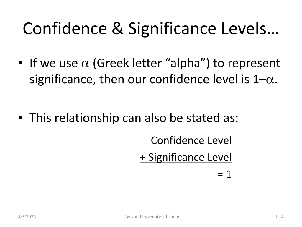 confidence significance levels