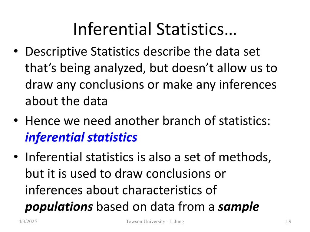 inferential statistics descriptive statistics