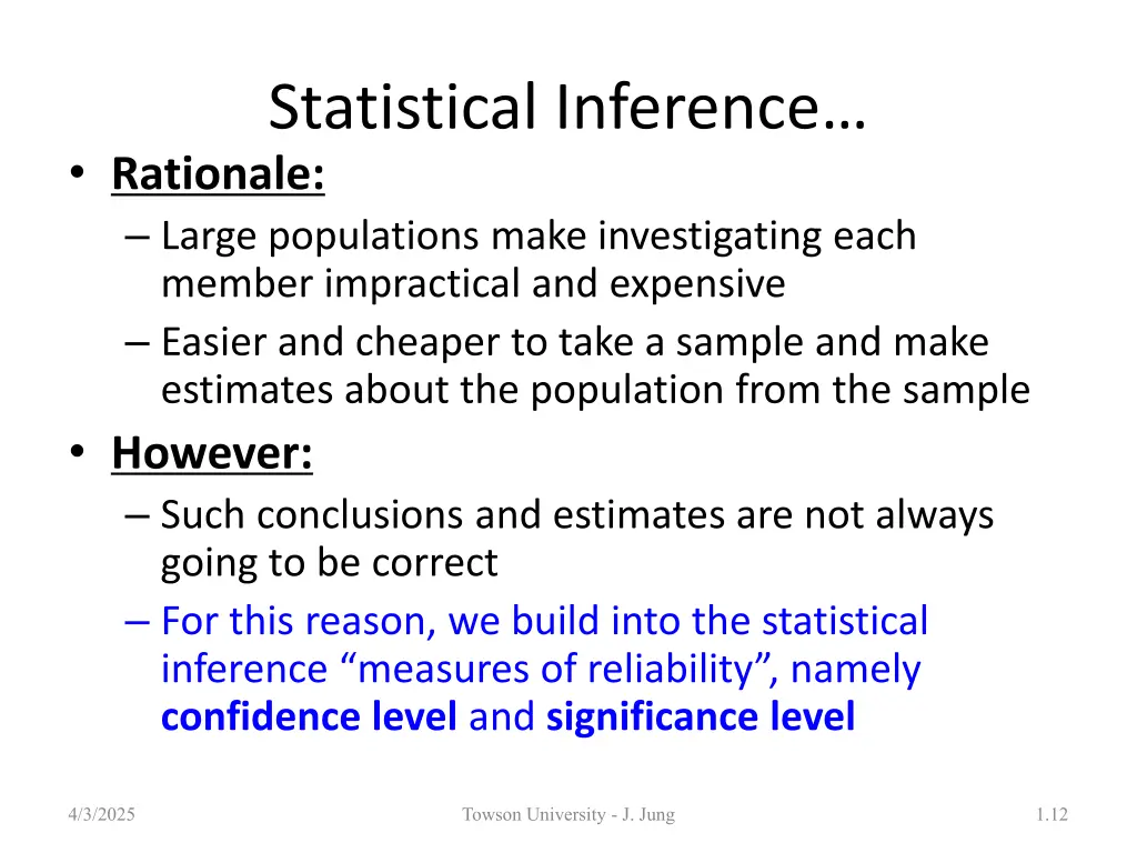 statistical inference rationale large populations