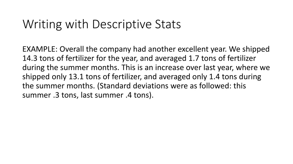 writing with descriptive stats