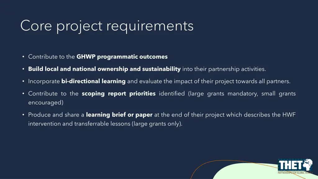 core project requirements
