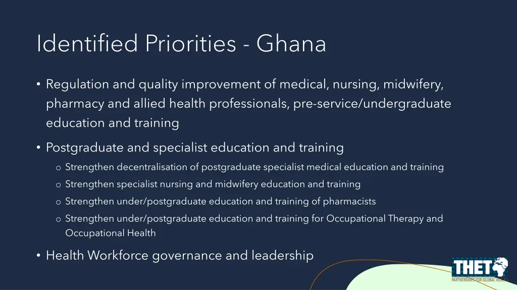 identified priorities ghana