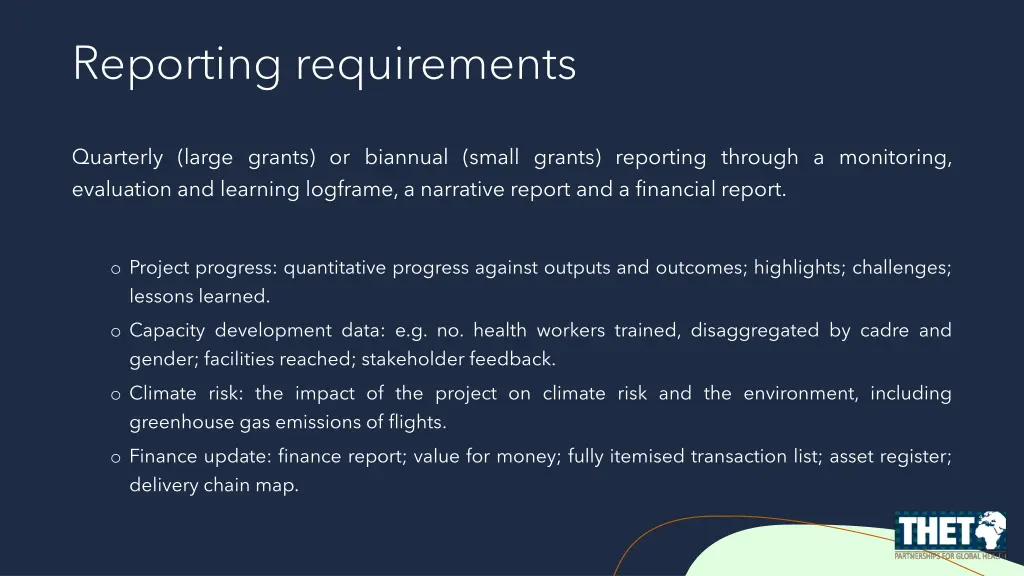 reporting requirements