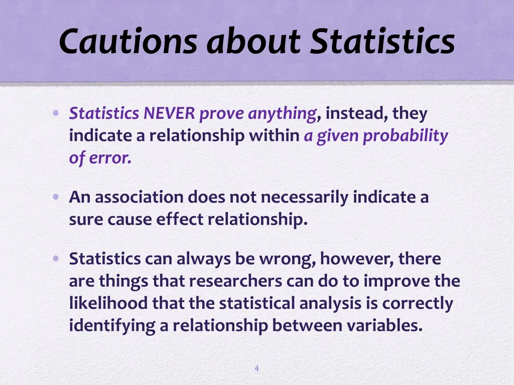 cautions about statistics