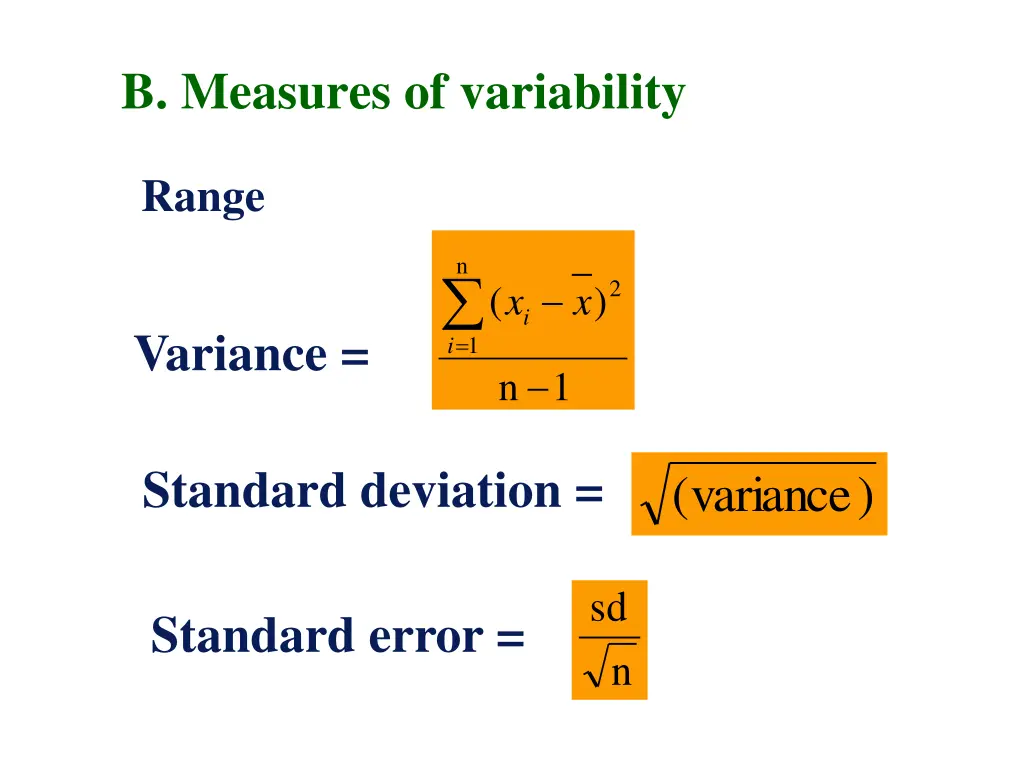 b measures of variability