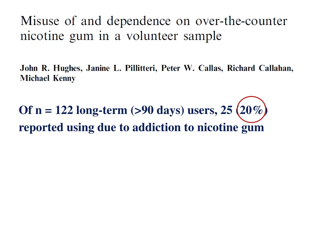 of n 122 long term 90 days users 25 20 reported