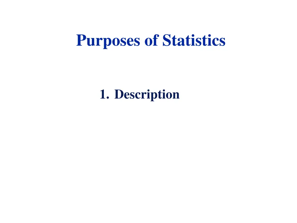 purposes of statistics