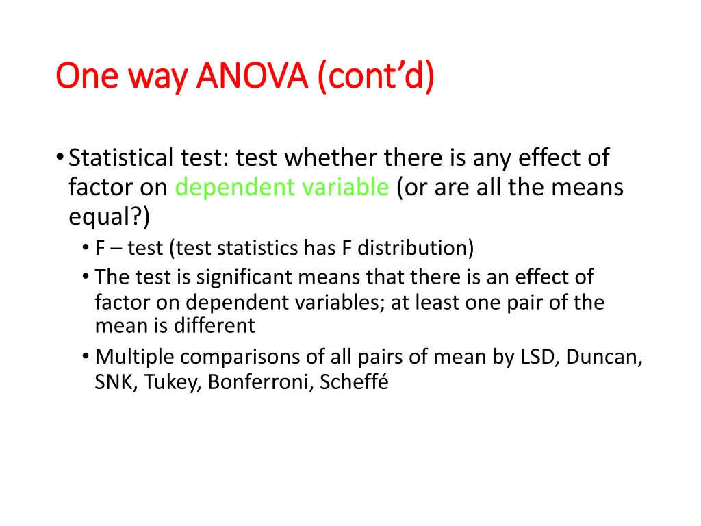 one way anova cont d one way anova cont d