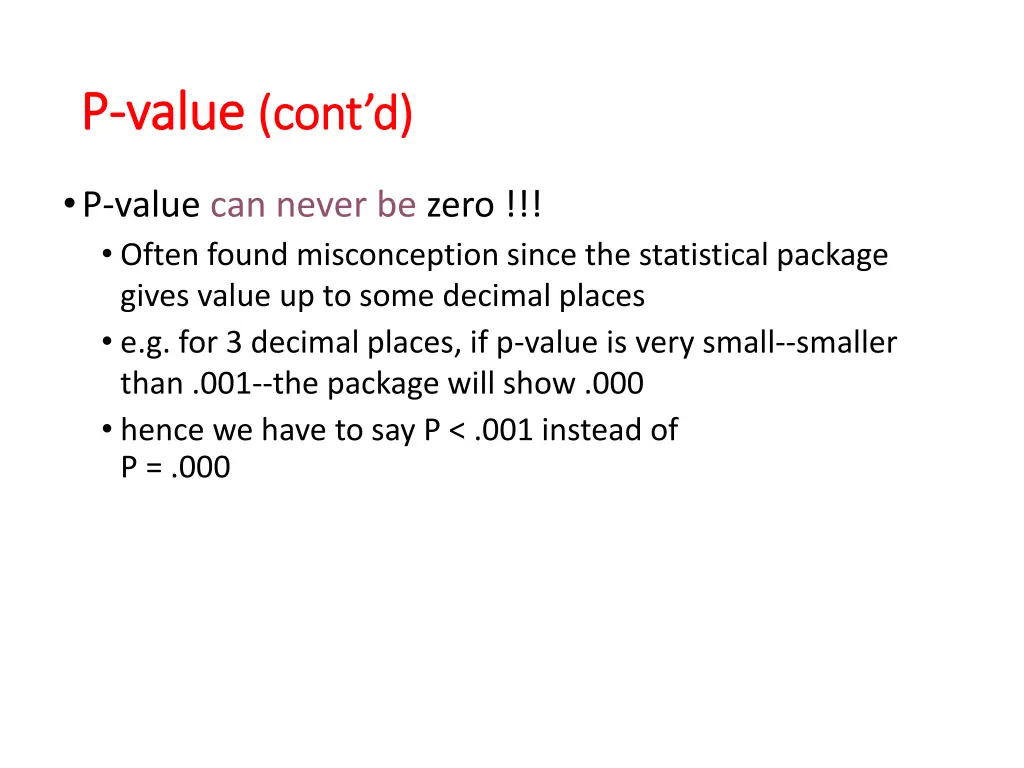 p p value value cont d