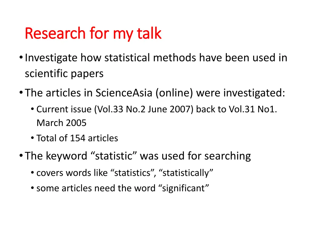 research for my talk research for my talk