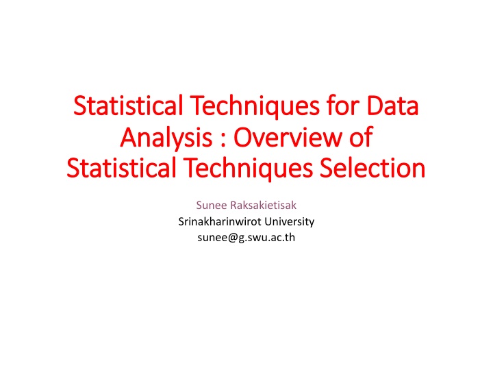 statistical techniques for data statistical