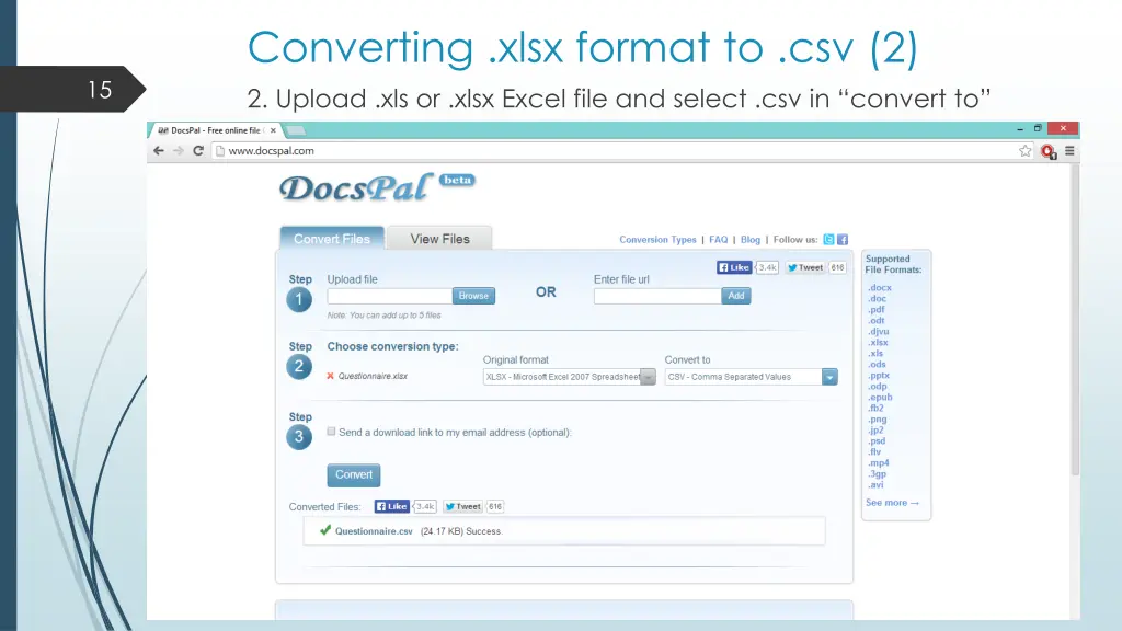 converting xlsx format to csv 2 2 upload