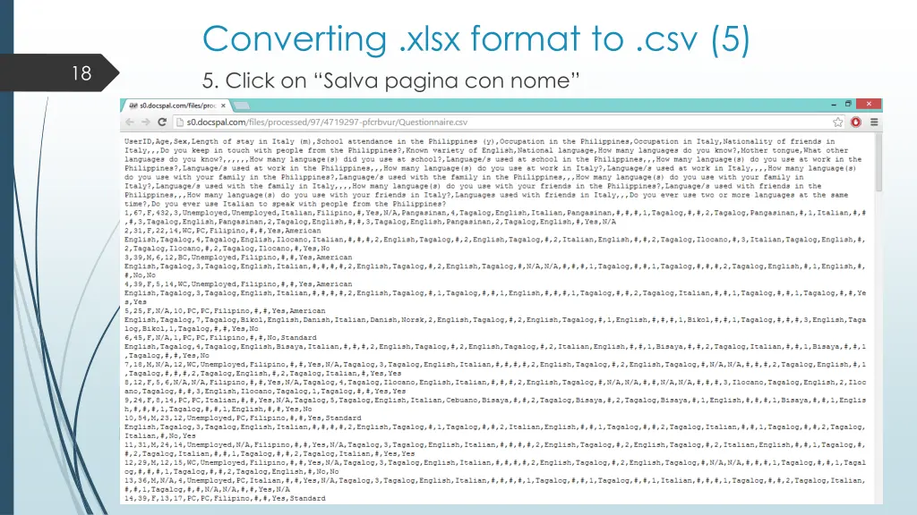 converting xlsx format to csv 5 5 click on salva