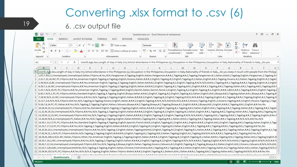converting xlsx format to csv 6 6 csv output file