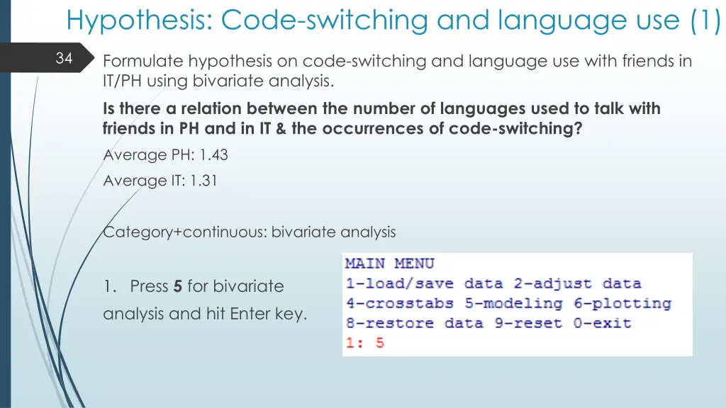 hypothesis code switching and language use 1