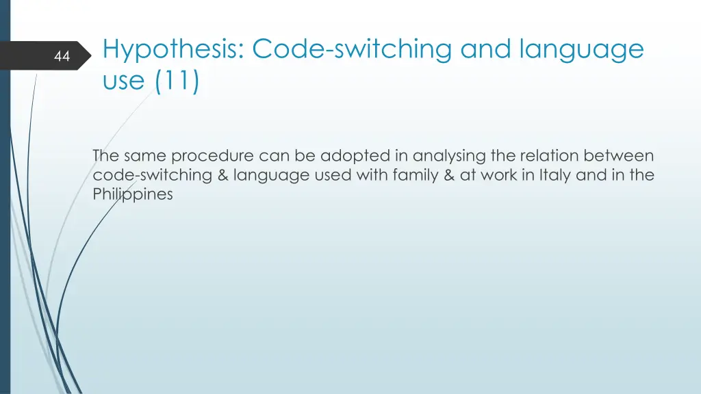 hypothesis code switching and language use 11