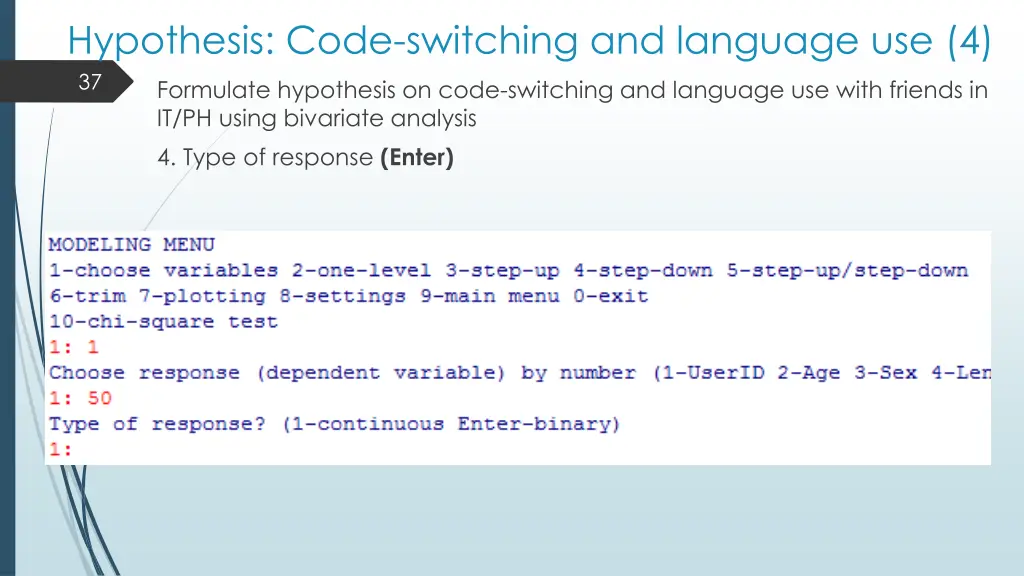 hypothesis code switching and language use 4 37