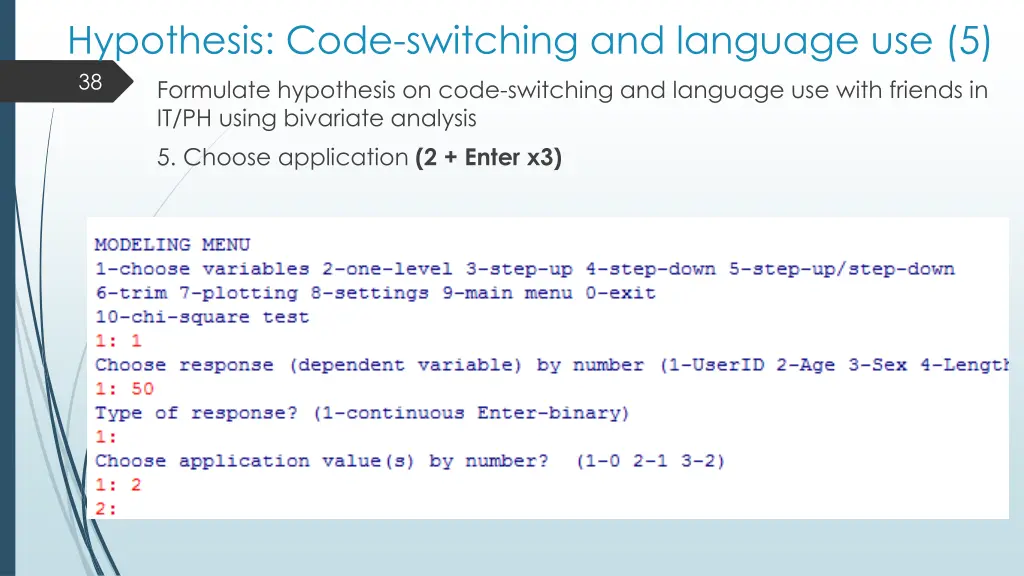 hypothesis code switching and language use 5 38