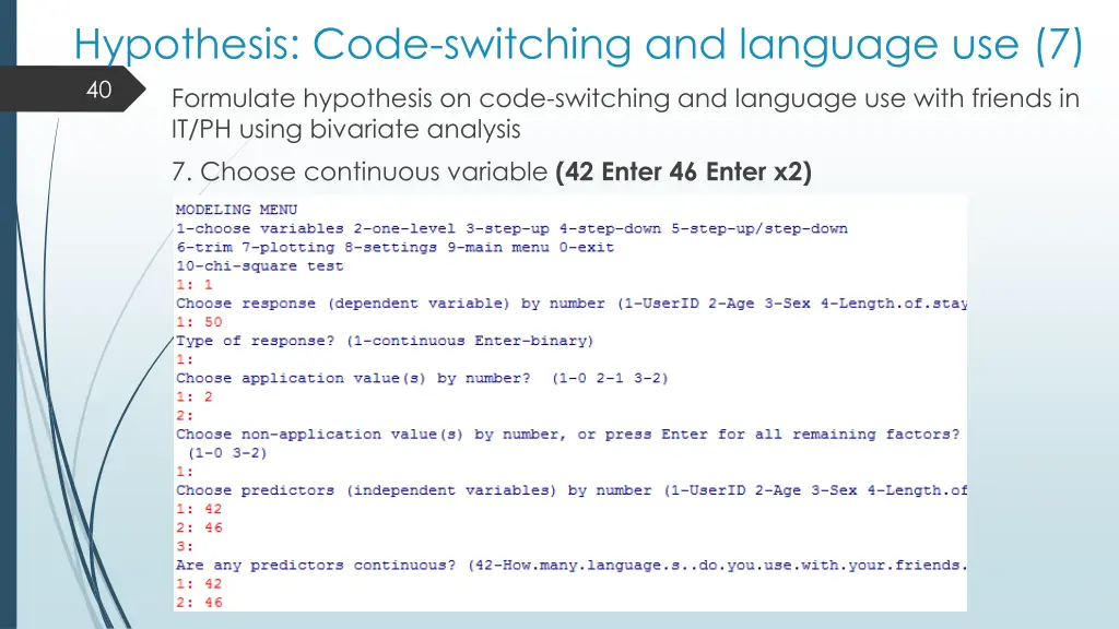 hypothesis code switching and language use 7 40
