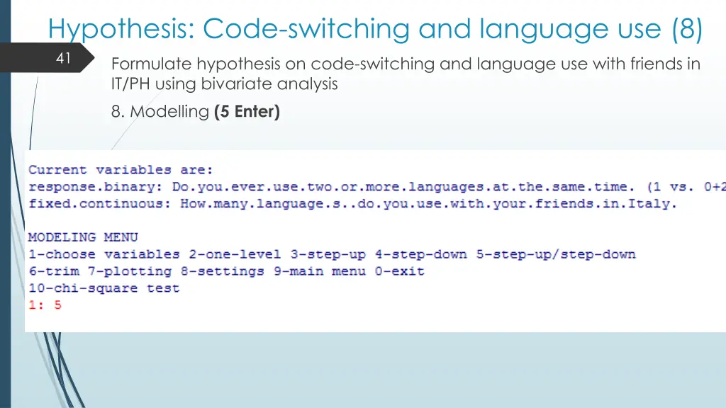 hypothesis code switching and language use 8 41