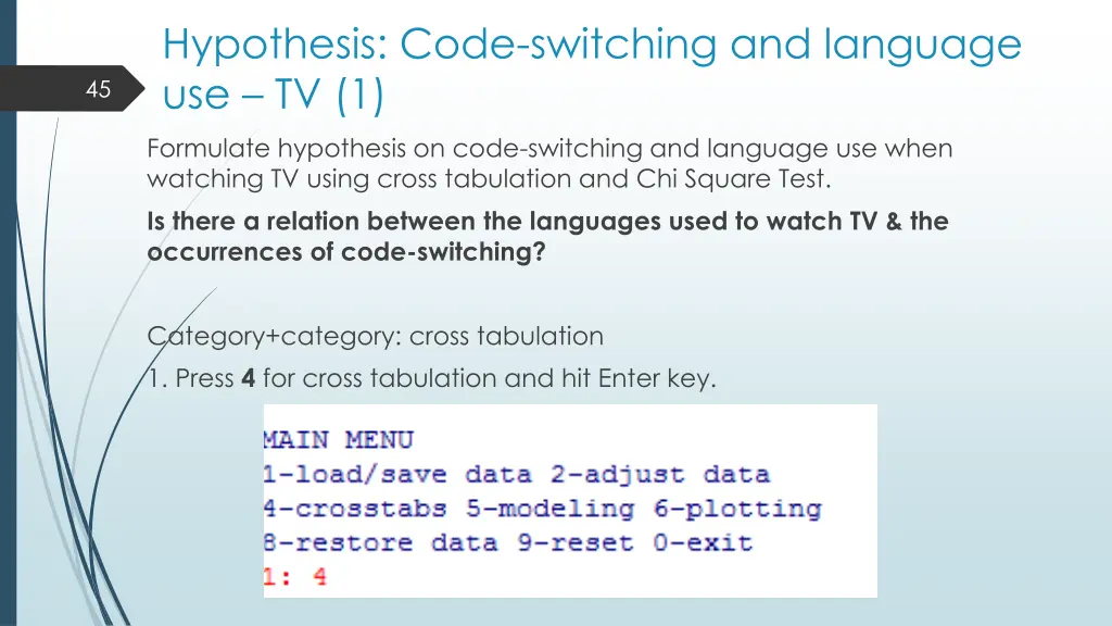 hypothesis code switching and language use tv 1