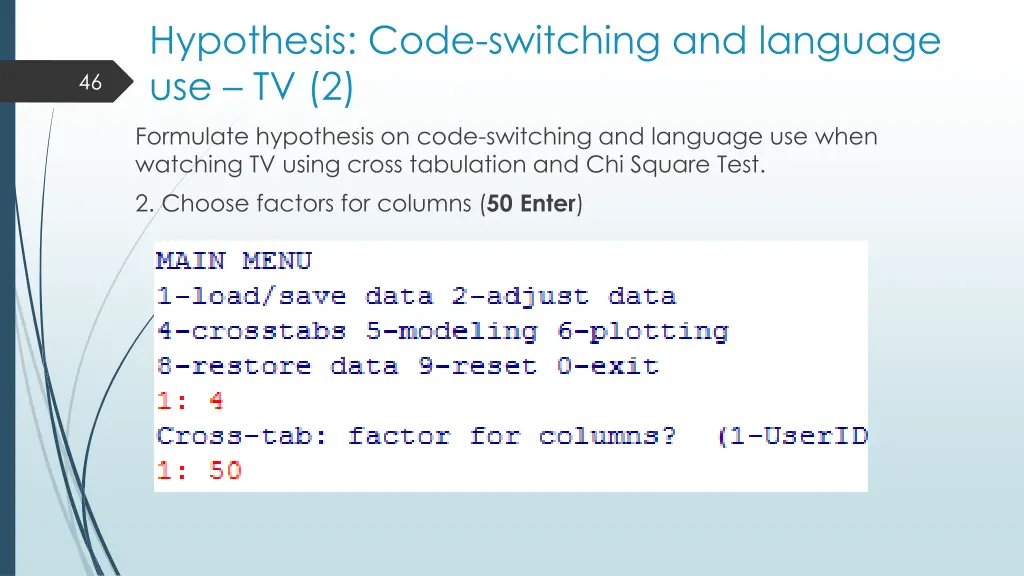 hypothesis code switching and language use tv 2